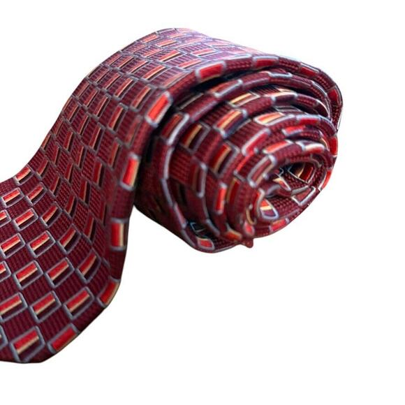 Jos A Bank Joseph Mens Silk Dark Red Textured Neck Tie 3.5" x 62" XL Extra Long - Picture 2 of 10